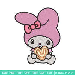 my melody embroidery design, my melody cartoon embroidery, embroidery file, cartoon shirt, digital download.