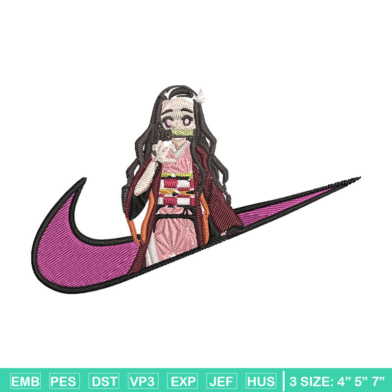 Nezuko x nike Embroidery Design, Demon slayer Embroidery,Embroidery File, Nike Embroidery, Anime shirt, Digital download.jpg