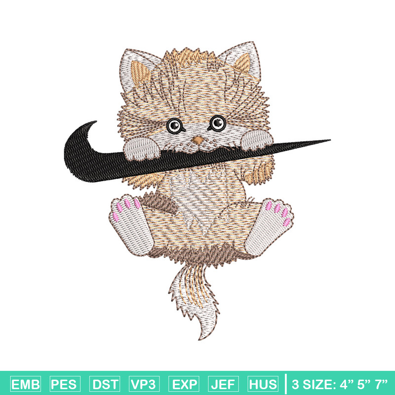 Nike cat cute embroidery design, Cat embroidery, Nike design, Embroidery shirt, Embroidery file, Digital download.jpg