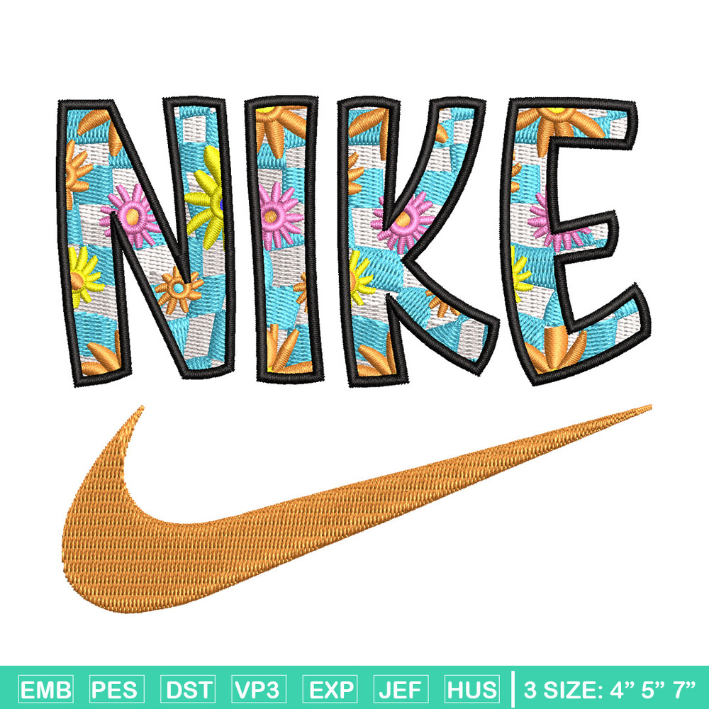 Nike flower embroidery design, Flower embroidery, Nike design, Embroidery shirt, Embroidery file,Digital download.jpg