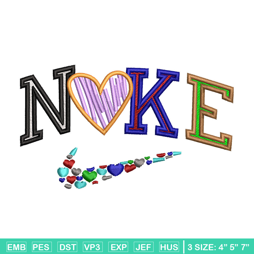 Nike heart color embroidery design, Logo embroidery, Nike design, Embroidery shirt, Embroidery file, Digital download.jpg