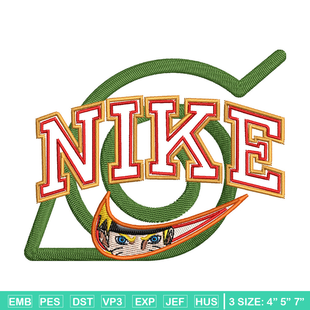 Nike konoha logo embroidery design, Naruto embroidery, Nike design,Embroidery shirt, Embroidery file, Digital download.jpg
