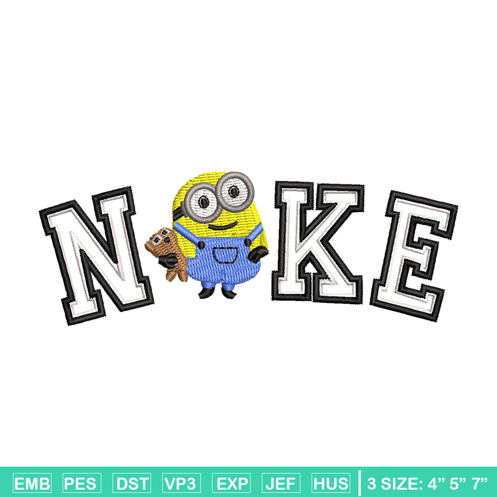 Nike minion embroidery design, Minion embroidery, Nike design, Embroidery shirt, Embroidery file, Digital download.jpg