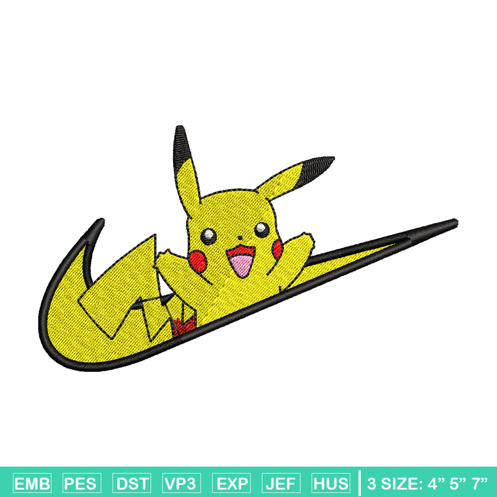 Nike Pikachu embroidery design, Pokemon embroidery, Nike design, anime design, anime shirt, Digital download.jpg