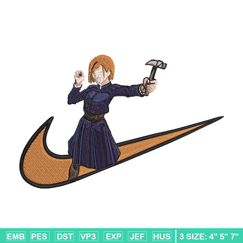 Nobara x nike Embroidery Design, Jujutsu Embroidery, Embroidery File, Nike Embroidery, Anime shirt, Digital download.jpg