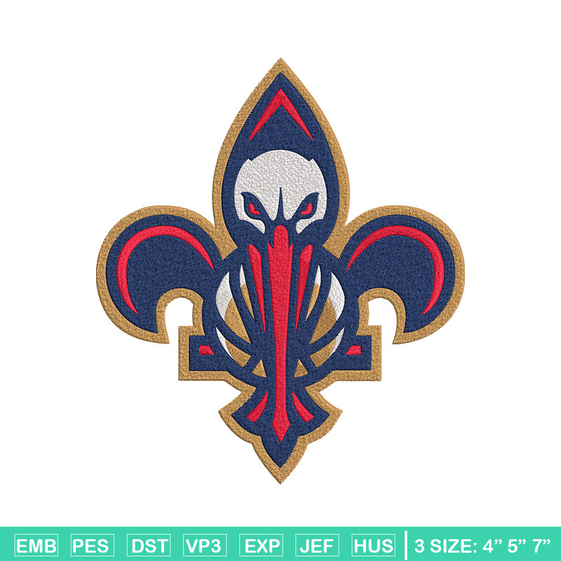 Orleans Pelicans mascot embroidery design,NBA embroidery, Sport embroidery, Embroidery design, Logo sport embroidery.jpg