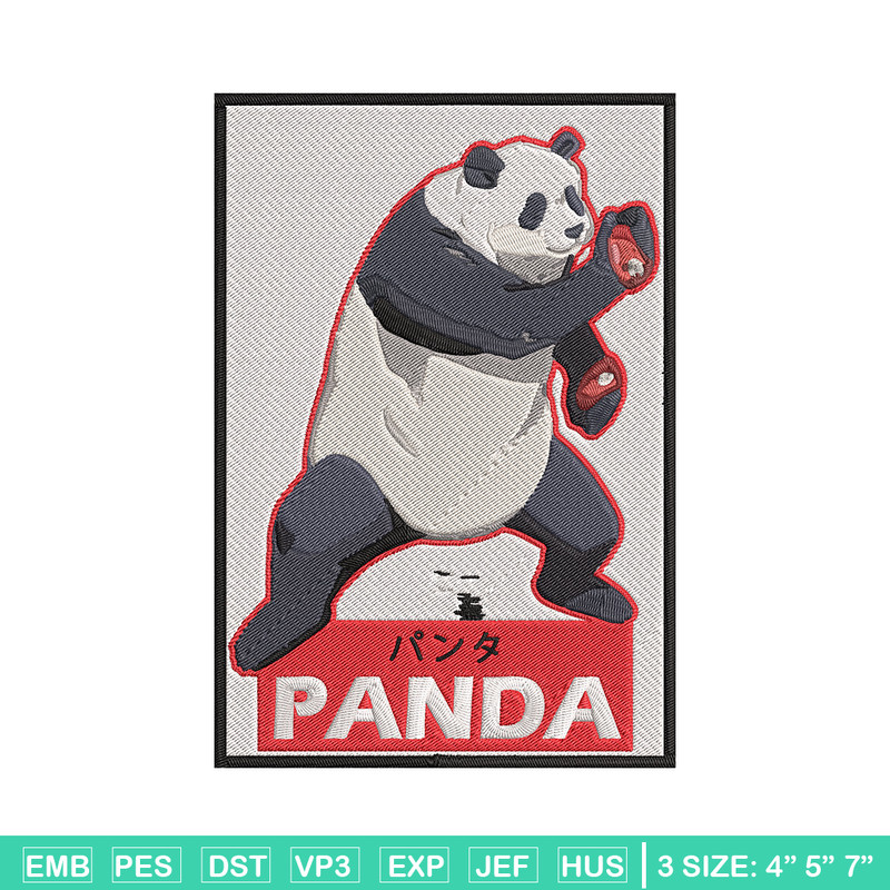 Panda jjk Embroidery Design, Jujutsu Embroidery, Embroidery File, Anime Embroidery, Anime shirt, Digital download.jpg