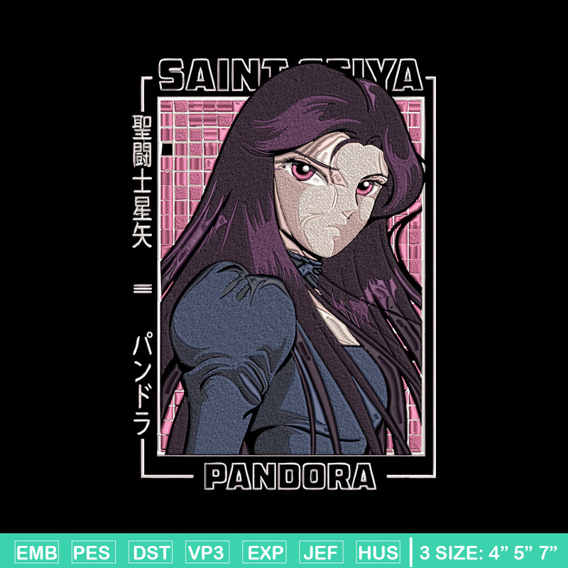 Pandora poster Embroidery Design, Saint Seiya Embroidery, Embroidery File, Anime Embroidery,Anime shirt,Digital download.jpg