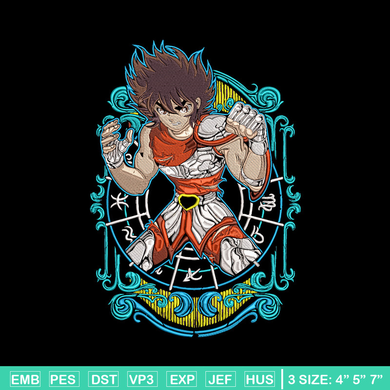 Pegasus Seiya Embroidery Design, Saint Seiya Embroidery, Embroidery File, Anime Embroidery, Anime shirt,Digital download.jpg