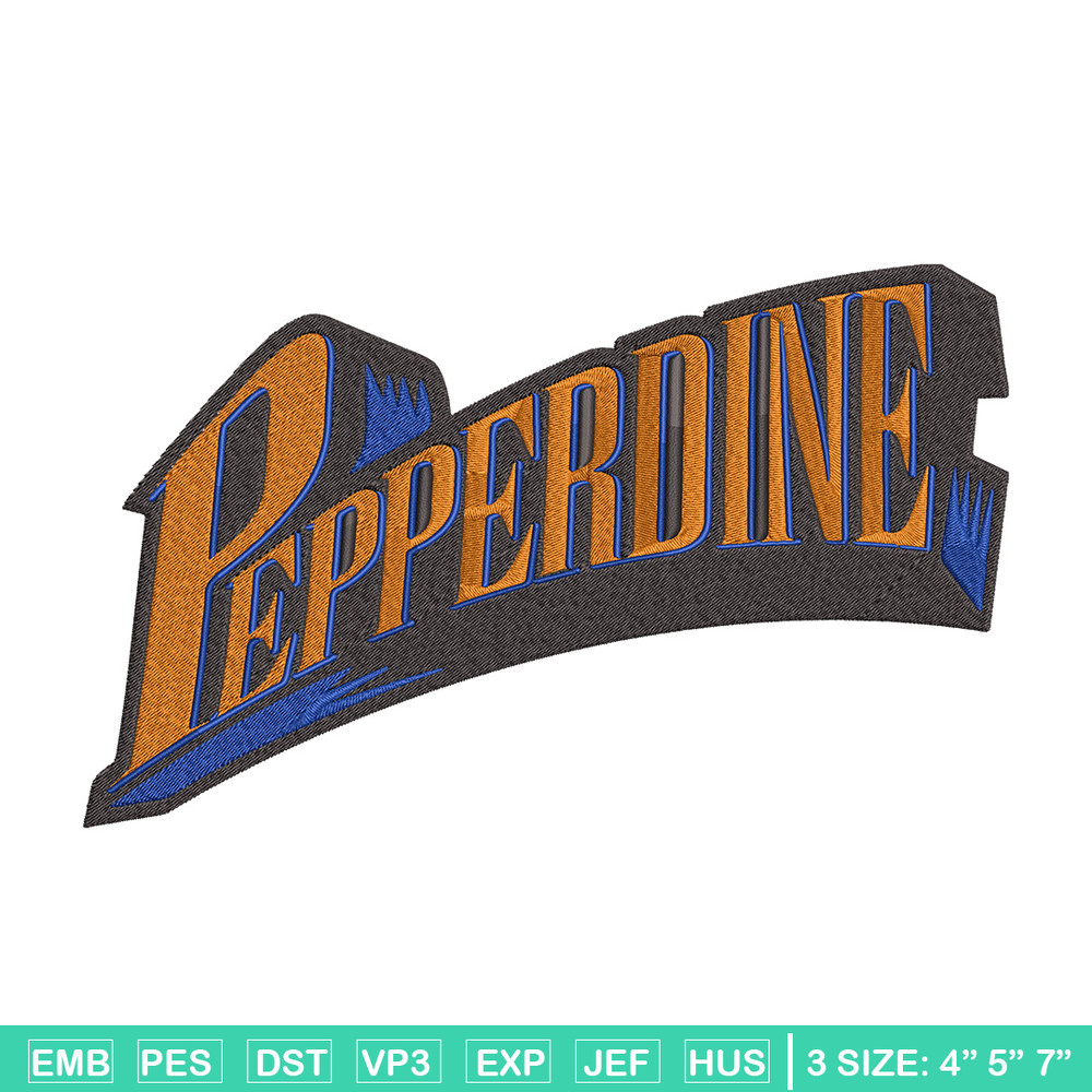 Pepperdine Waves logo embroidery design, NCAA embroidery, Embroidery design, Logo sport embroidery, Sport embroidery.jpg