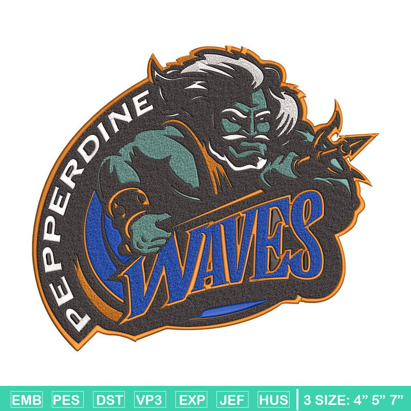 Pepperdine Waves logo embroidery design,NCAA embroidery,Sport embroidery,logo sport embroidery,Embroidery design.jpg