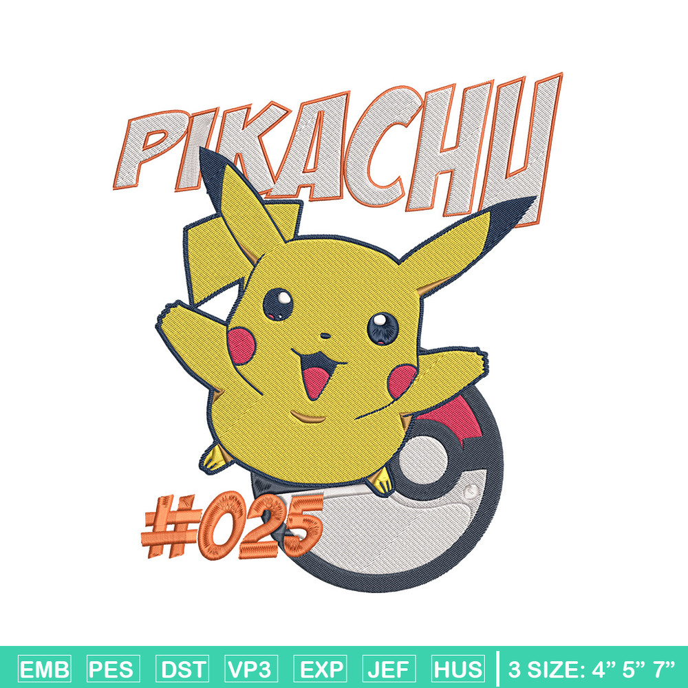 Pikachu cute Embroidery Design, Pokemon Embroidery, Embroidery File, Anime Embroidery, Anime shirt, Digital download (2).jpg