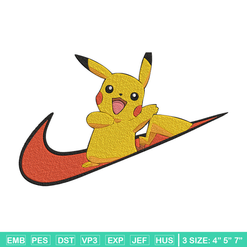 Pikachu x nike Embroidery Design, Pokemon Embroidery, Embroidery File, Nike Embroidery, Anime shirt, Digital download..jpg
