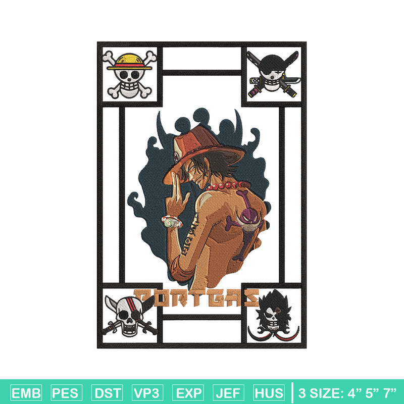 Portgas D Ace Embroidery Design, One piece Embroidery, Embroidery File, Anime Embroidery, Anime shirt, Digital download.jpg