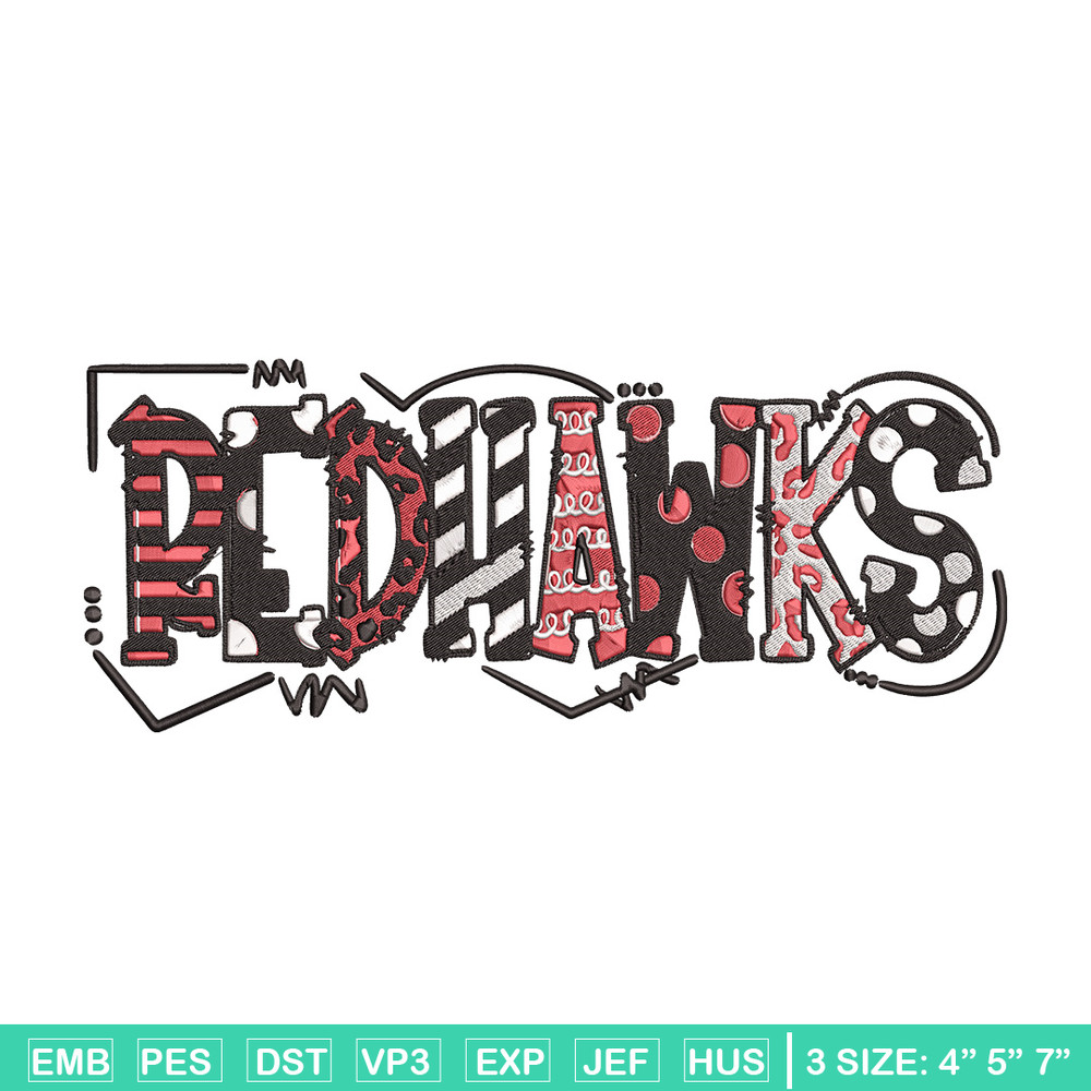 Red hawks logo embroidery design, Sport embroidery, logo sport embroidery, Embroidery design,NCAA embroidery.jpg