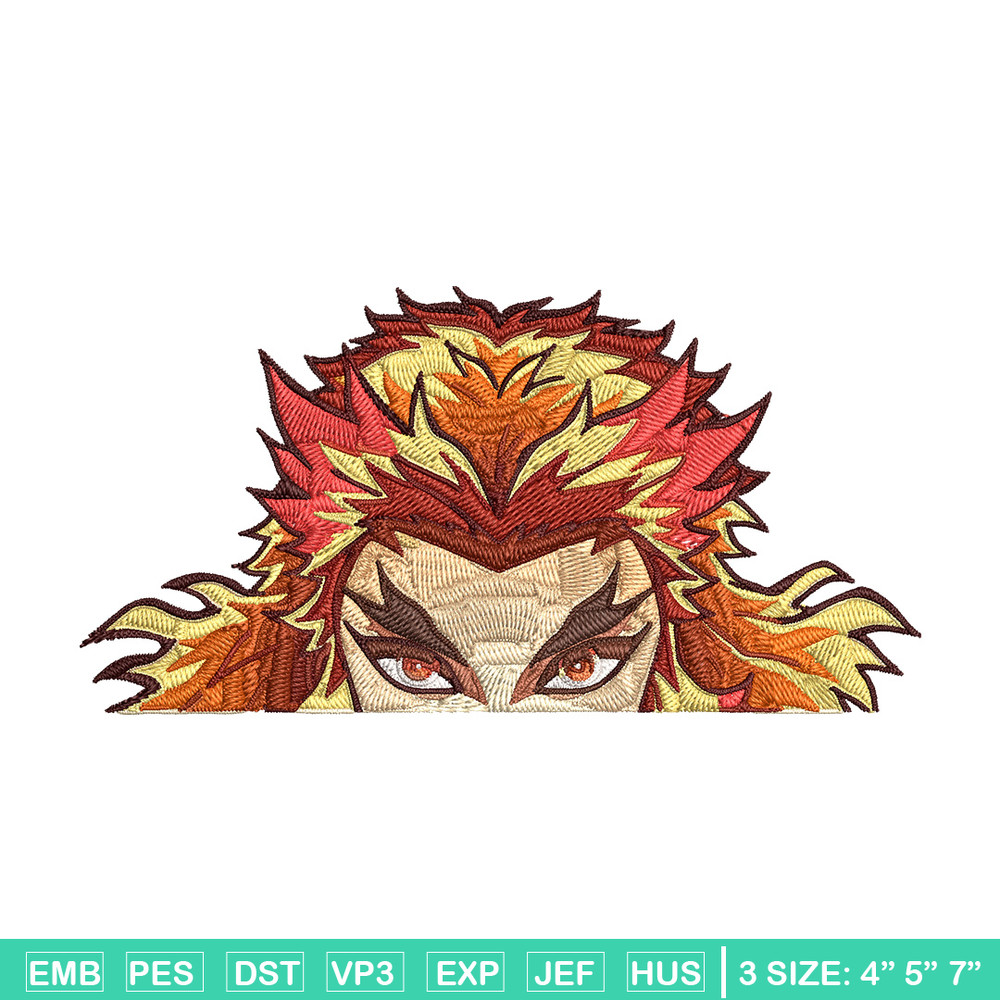 Rengoku Peeker Embroidery Design, Demon slayer Embroidery, Embroidery File, Anime Embroidery, Digital download.jpg