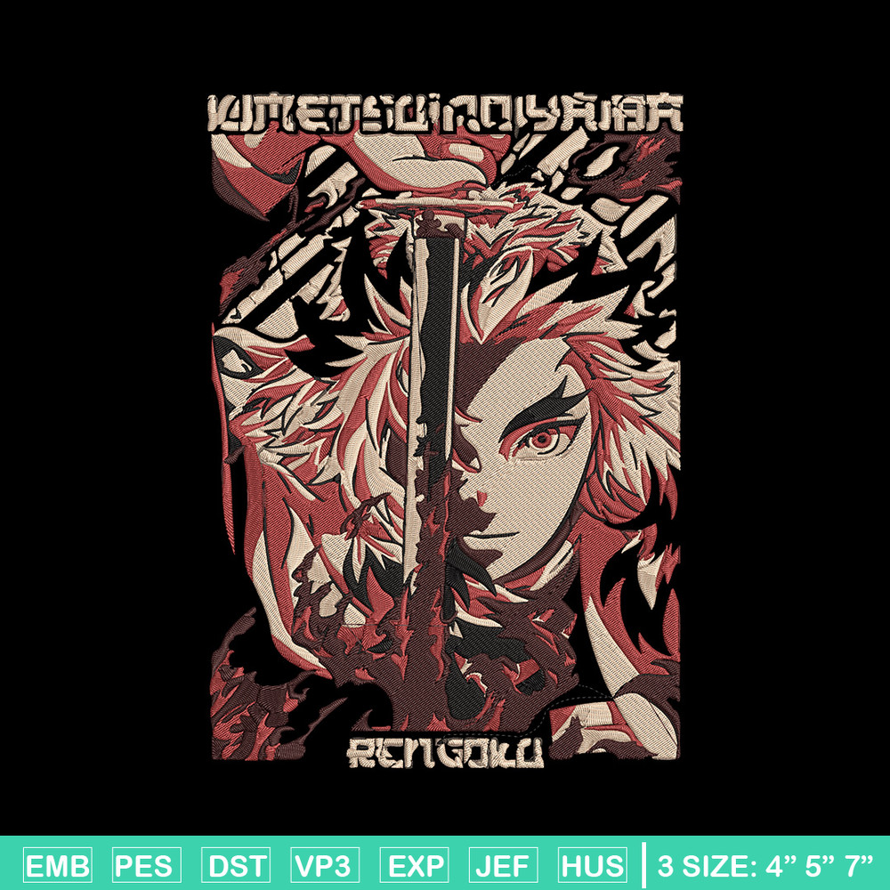 Rengoku Poster Embroidery Design, Demon slayer Embroidery, Embroidery File, Anime Embroidery,Digital download..jpg