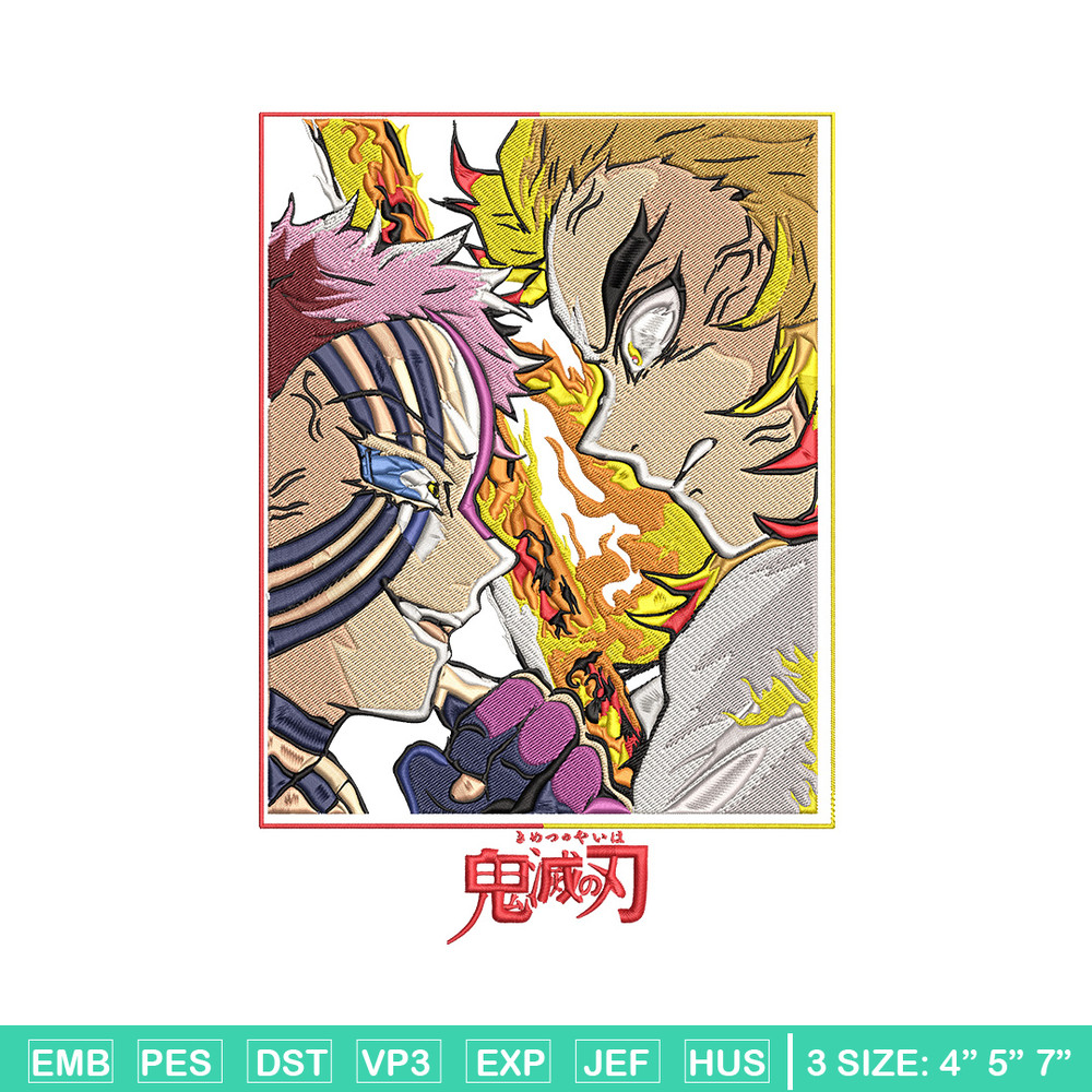 Rengoku vs akaza Embroidery Design,Demon slayer Embroidery,Embroidery File,Anime Embroidery,Anime shirt,Digital download.jpg
