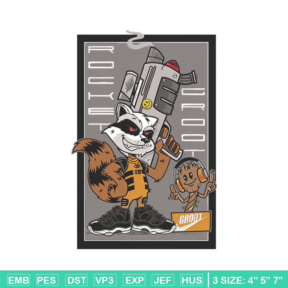 Rocket x groot Embroidery Design, Marvel Embroidery, Embroidery File, Anime Embroidery, Anime shirt, Digital download.jpg
