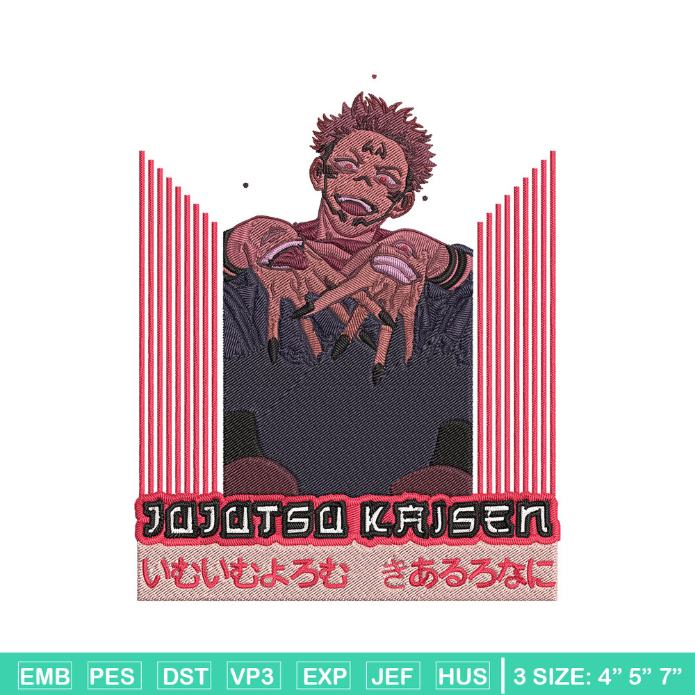 Ryomen Sukuna Embroidery Design, Jujutsu Embroidery, Embroidery File, Anime Embroidery, Anime shirt,Digital download.jpg