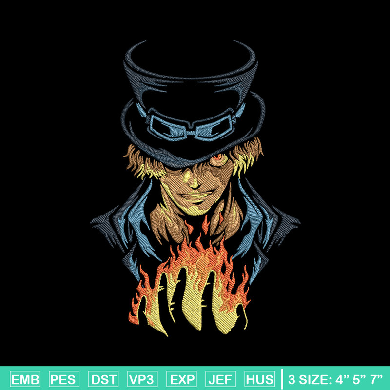 Sabo poster Embroidery Design,One piece Embroidery, Embroidery File, Anime Embroidery, Anime shirt, Digital download.jpg