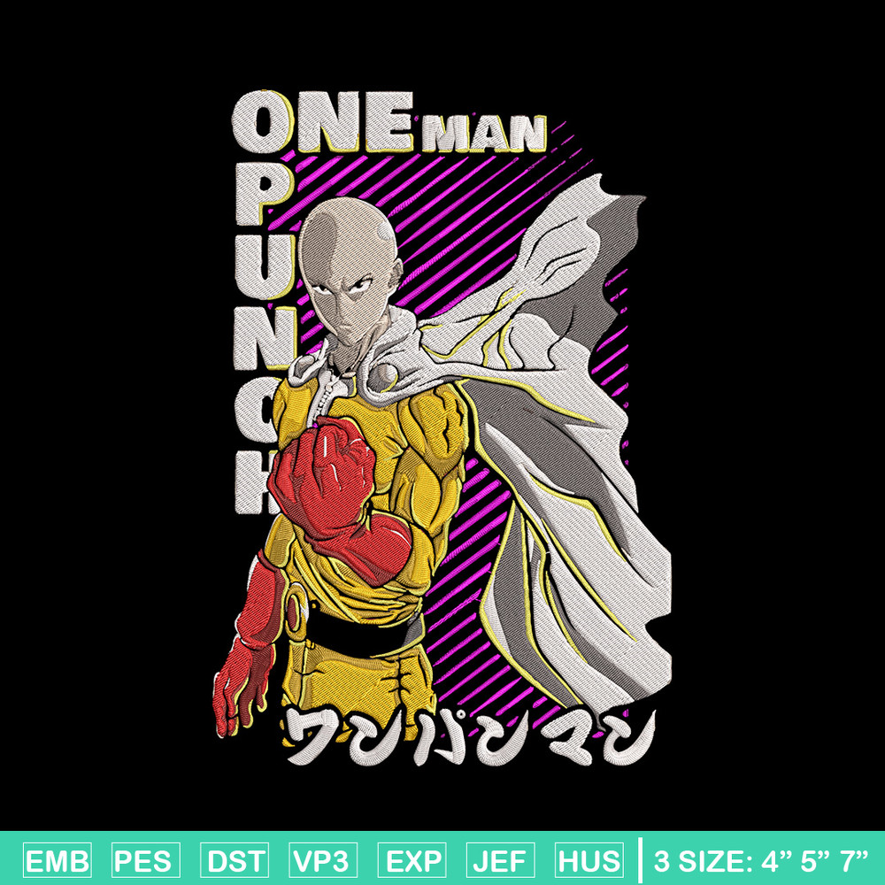 Saitama Embroidery Design, One punch man Embroidery,Embroidery File, Anime Embroidery, Anime shirt, Digital download.jpg