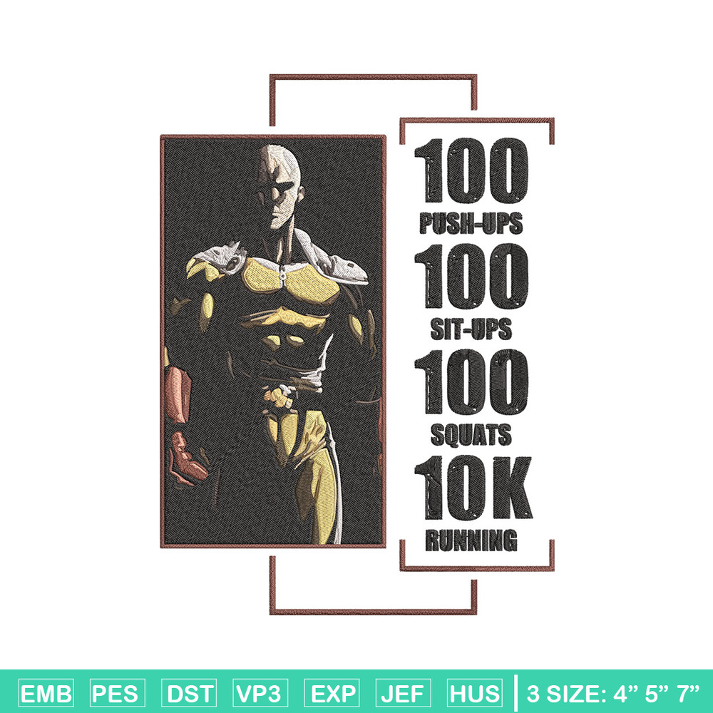 Saitama poster Embroidery Design, One punch man Embroidery,Embroidery File,Anime Embroidery,Anime shirt,Digital download.jpg