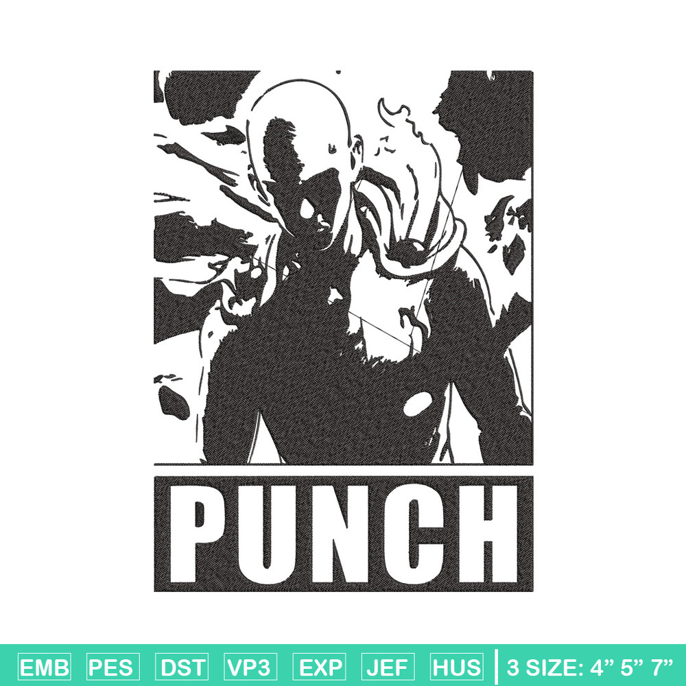 Saitama punch Embroidery Design, One punch man Embroidery, Embroidery File,Anime Embroidery,Anime shirt,Digital download.jpg