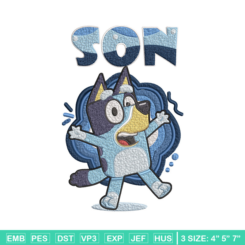 Son Bluey Embroidery, Bluey Cartoon Embroidery, cartoon Embroidery, cartoon shirt, Embroidery File, Instant download..jpg