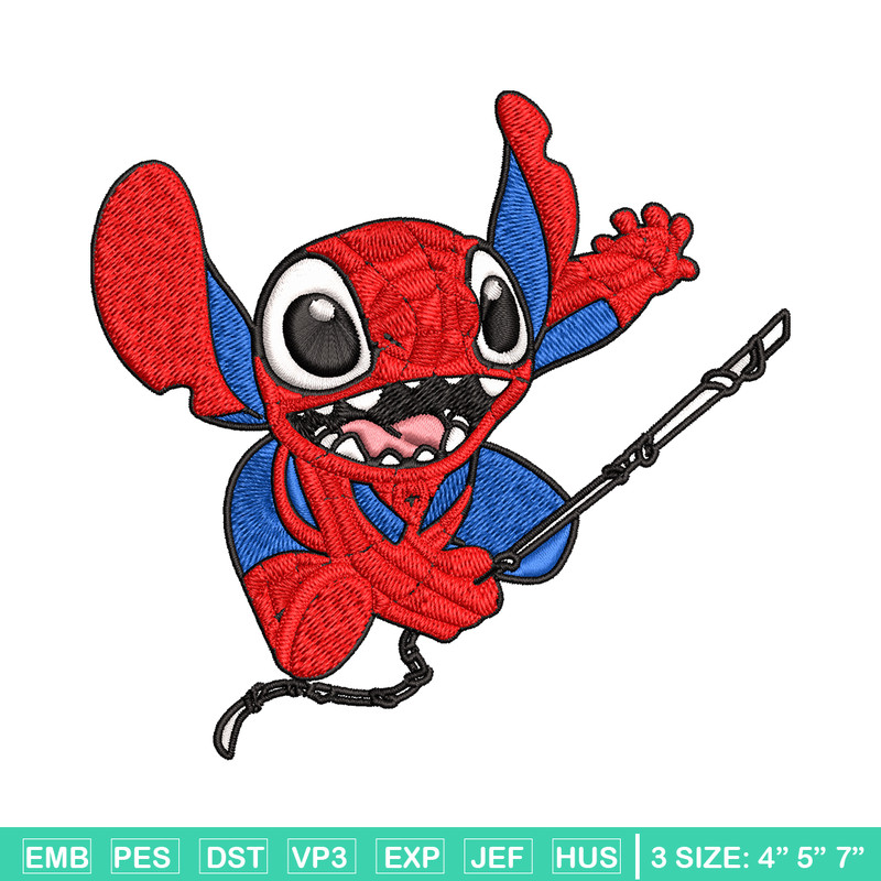 Stitch Spiderman Embroidery design, Stitch Embroidery, Embroidery File, cartoon design, logo shirt, Digital download..jpg