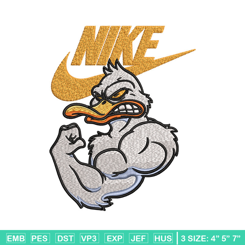Strong Duck Stock Illustration Nike Embroidery design, cartoon Embroidery, Nike design, logo shirt, Instant download..jpg