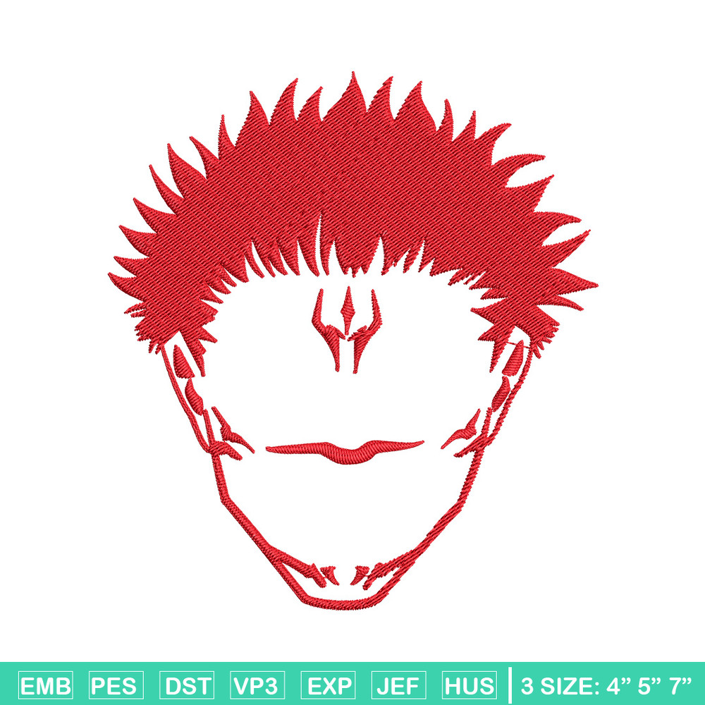 Sukuna face Embroidery Design, Jujutsu Embroidery, Embroidery File, Anime Embroidery, Anime shirt, Digital download..jpg