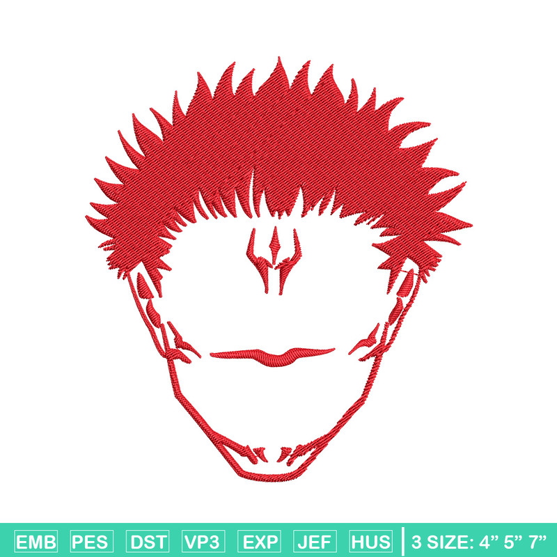 Sukuna face Embroidery Design, Jujutsu Embroidery, Embroidery File, Anime Embroidery, Anime shirt, Digital download..jpg