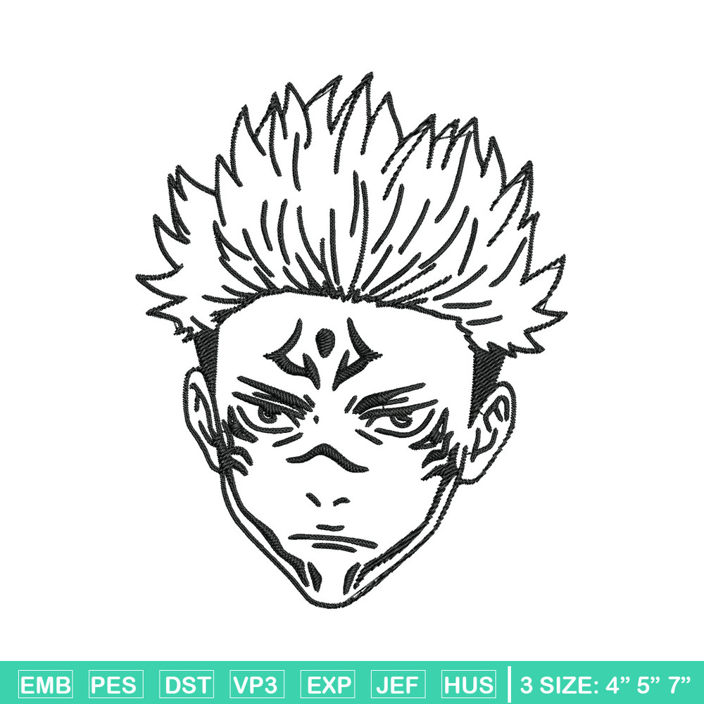 Sukuna Face Embroidery Design, Jujutsu Embroidery, Embroidery File, Anime Embroidery, Anime shirt, Digital download.jpg