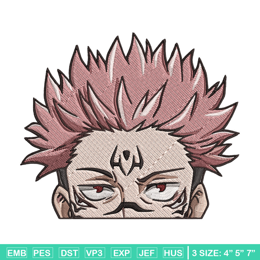 Sukuna Peeker Embroidery Design, Jujutsu Embroidery, Embroidery File, Anime Embroidery, Anime shirt, Digital download.jpg