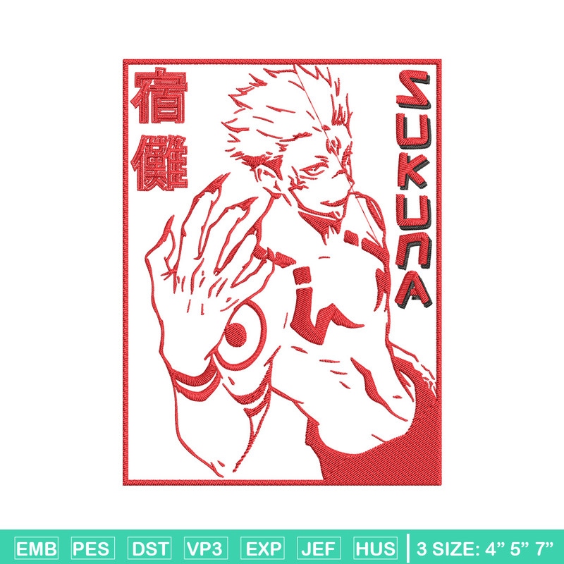 Sukuna poster Embroidery Design, Jujutsu Embroidery, Embroidery File, Anime Embroidery, Anime shirt, Digital download..jpg