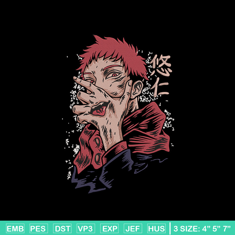 Sukuna poster Embroidery Design, Jujutsu Embroidery,Embroidery File, Anime Embroidery, Anime shirt, Digital download..jpg