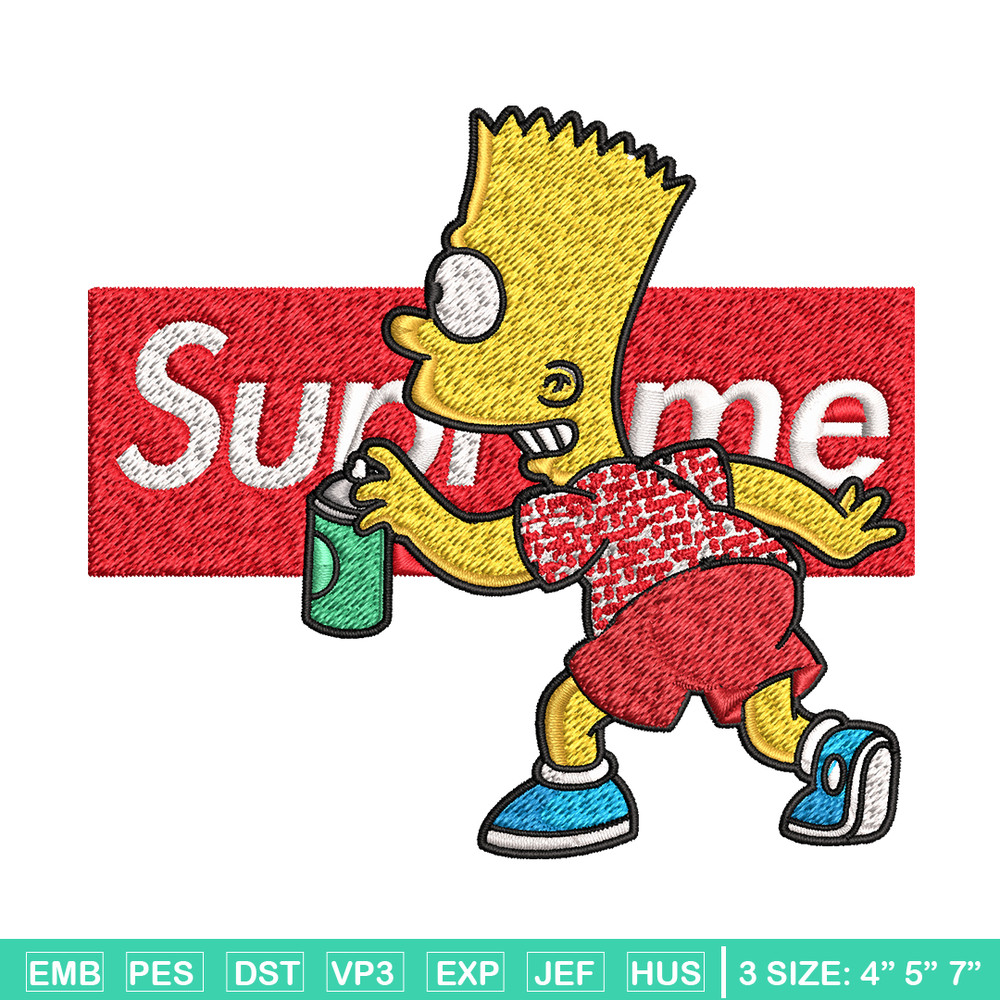 Supreme Simpson Embroidery design, Simpson cartoon Embroidery, cartoon design, Embroidery File, Digital download..jpg