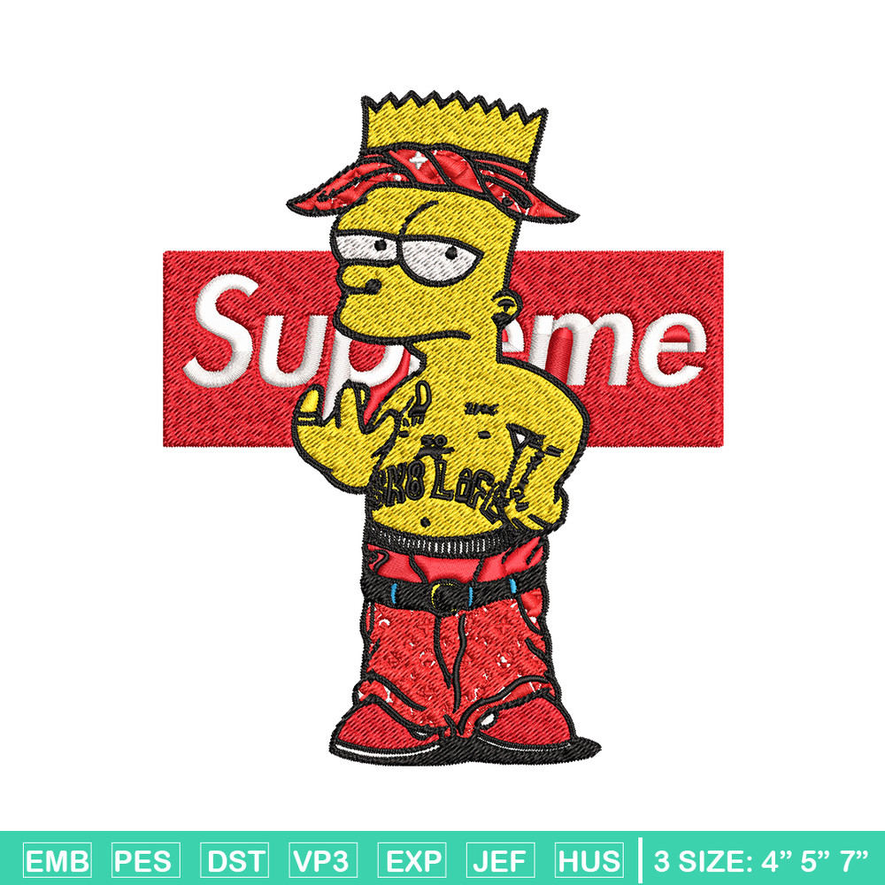 Supreme Simpson Embroidery design, Simpson Embroidery, cartoon design, Embroidery File, cartoon shirt, Digital download..jpg