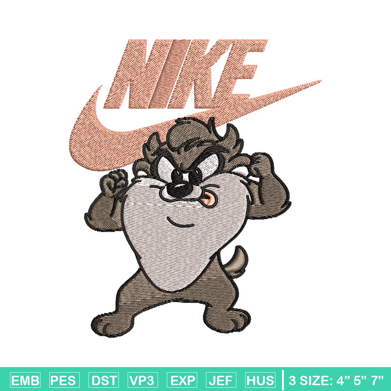 Tasmanian Devil Nike Embroidery design, cartoon Embroidery, Nike design, Embroidery file, Instant download..jpg