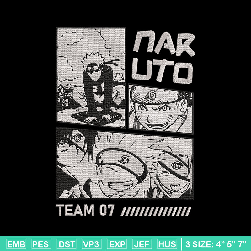 Team 07 naruto Embroidery Design, Naruto Embroidery, Embroidery File, Anime Embroidery, Anime shirt, Digital download.jpg