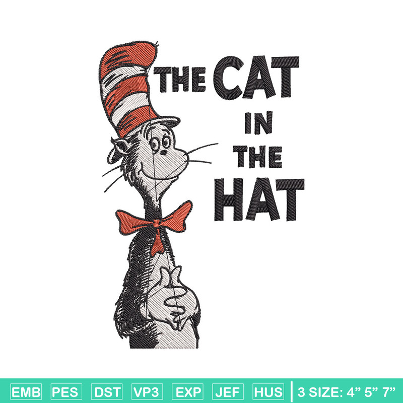 The Cat in the Hat Embroidery Design, Dr seuss Embroidery, Embroidery design, Embroidery File, Digital download..jpg