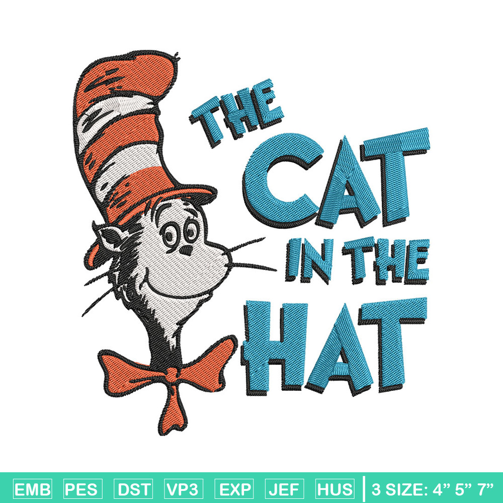 The Cat in the Hat Embroidery Design, Dr Seuss Embroidery, Embroidery File, Embroidery design, Digital download.jpg