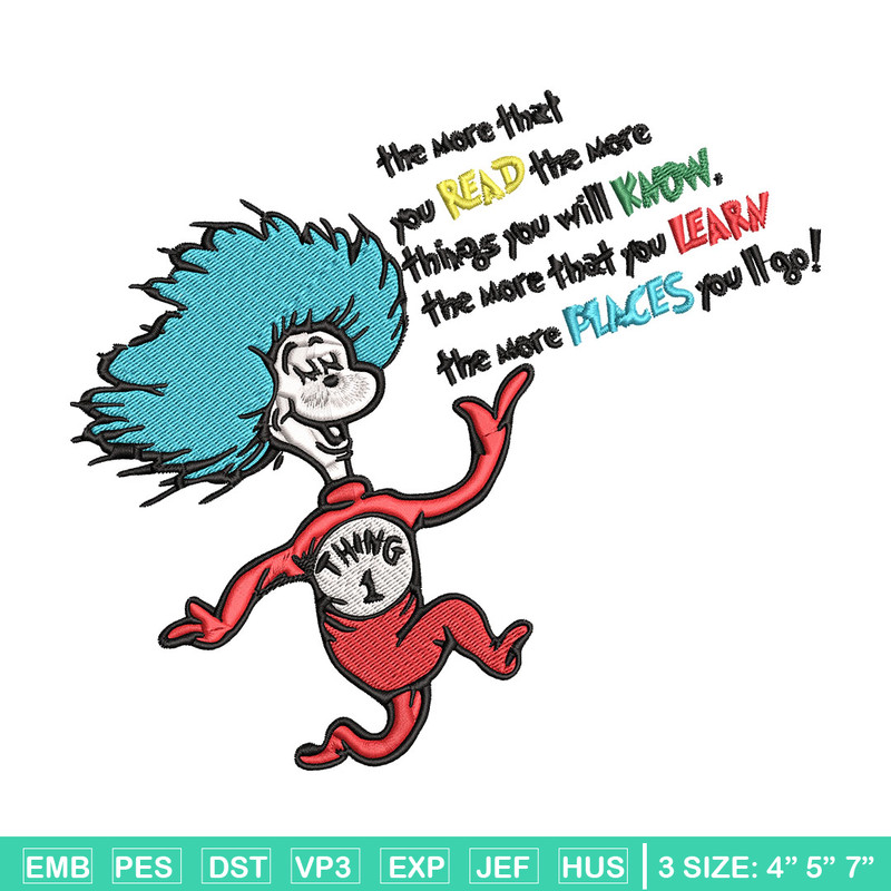 Thing One Dr Seuss Embroidery Design, Dr Seuss Embroidery, Embroidery File, Embroidery design, Digital download..jpg
