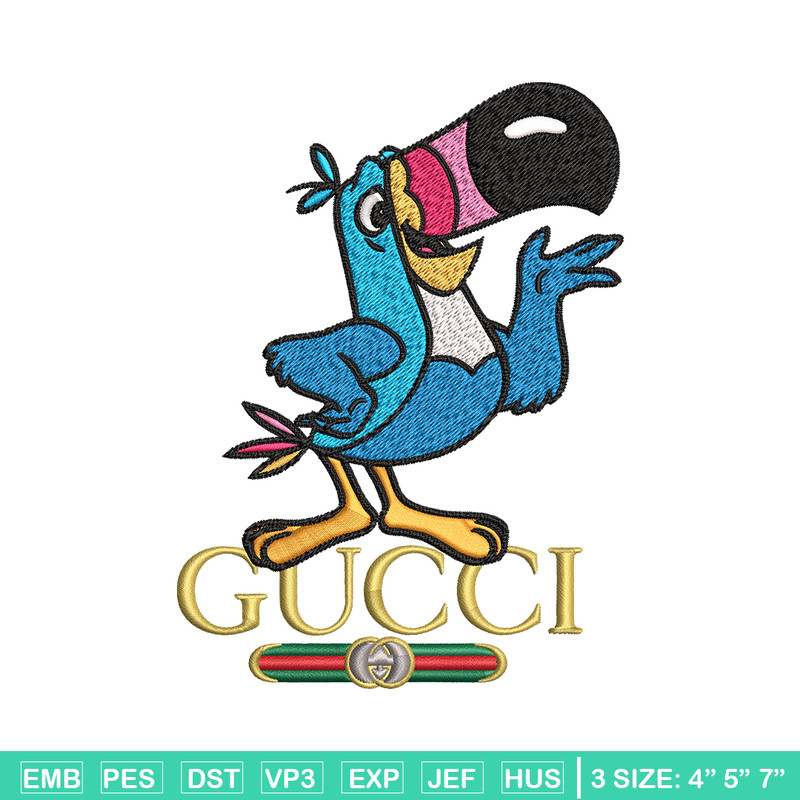 Toucan Sam Gucci Embroidery design, Toucan Sam Embroidery, cartoon design, Embroidery File, Gucci logo, Instant download.jpg