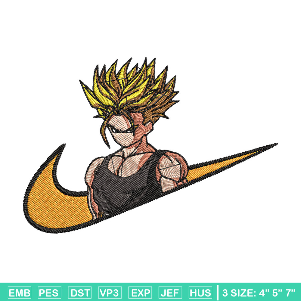 Trunks x nike Embroidery Design, Dragonball Embroidery, Embroidery File, Nike Embroidery, Anime shirt, Digital download.jpg
