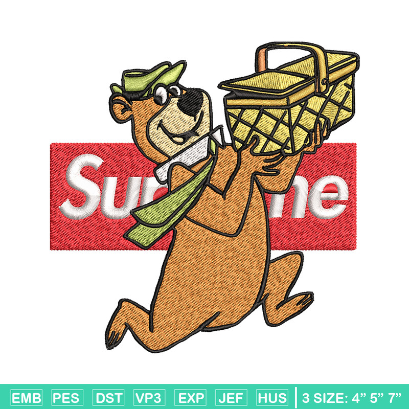 Yogi Bear Supreme Embroidery design, Yogi Bear Embroidery, cartoon design, logo shirt, Embroidery File, Instant download.jpg