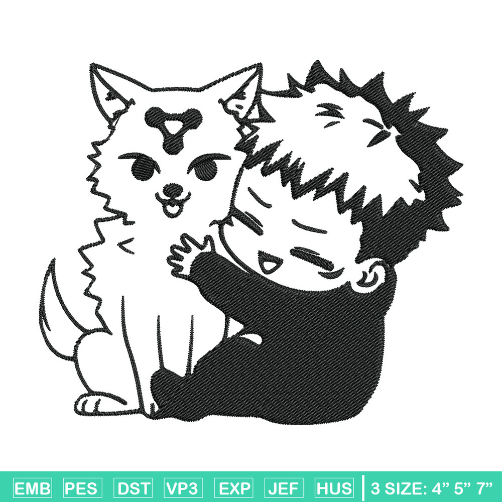 Yuji chibi Embroidery Design, Jujutsu Embroidery, Embroidery File, Anime Embroidery, Anime shirt, Digital download.jpg