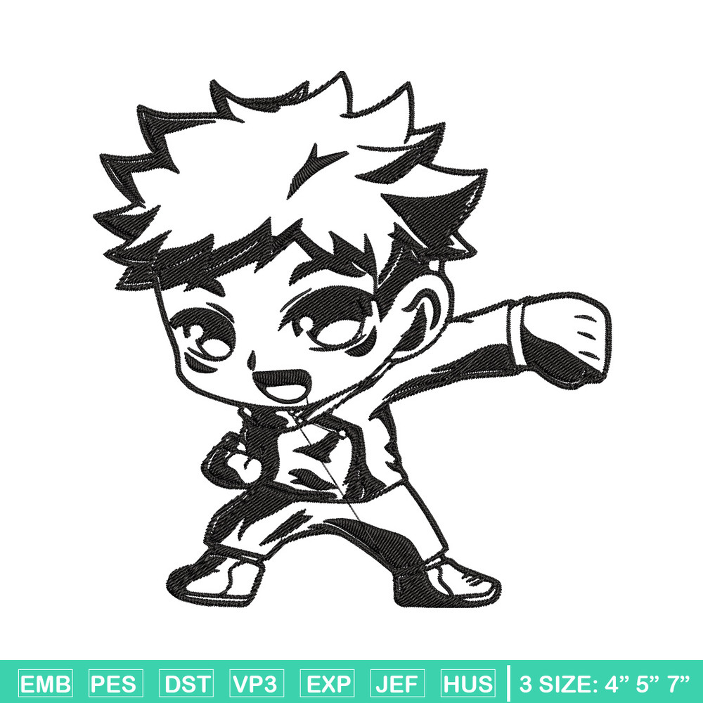 Yuji chibi Embroidery Design, Jujutsu Embroidery, Embroidery File,Anime Embroidery, Anime shirt, Digital download.jpg