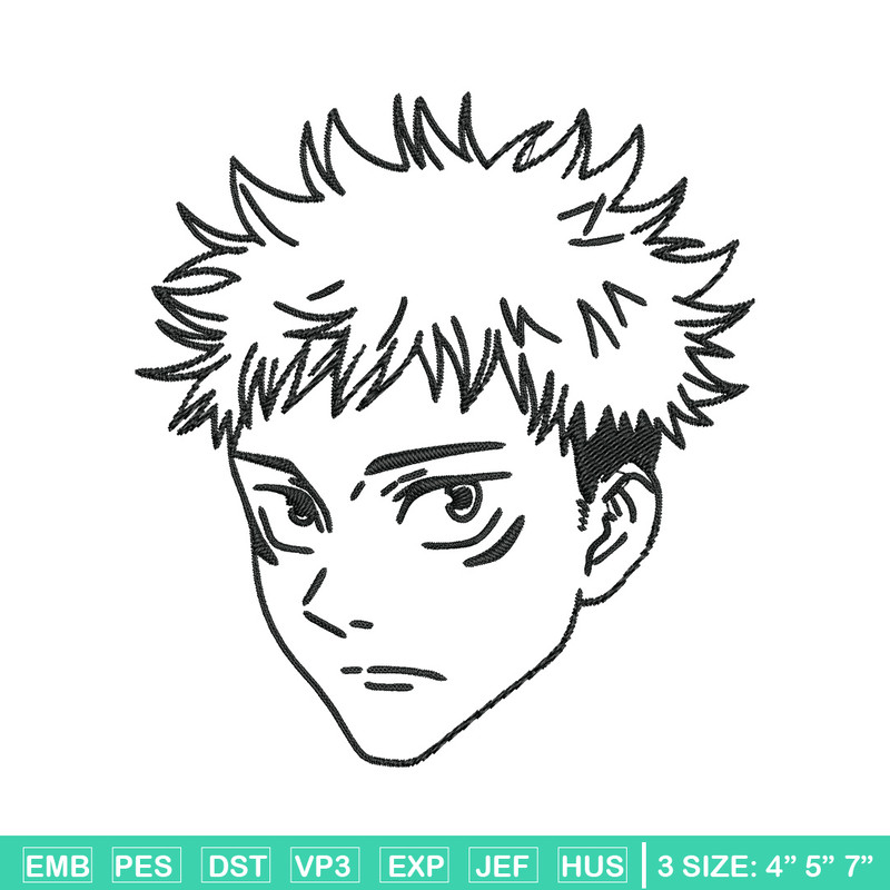 Yuji face Embroidery Design, Jujutsu Embroidery, Embroidery File,Anime Embroidery, Anime shirt, Digital download.jpg